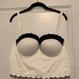 NWOT Torrid Midkini Top- white scalloped detail